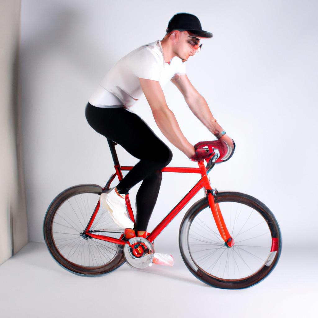 Person cycling in a studio