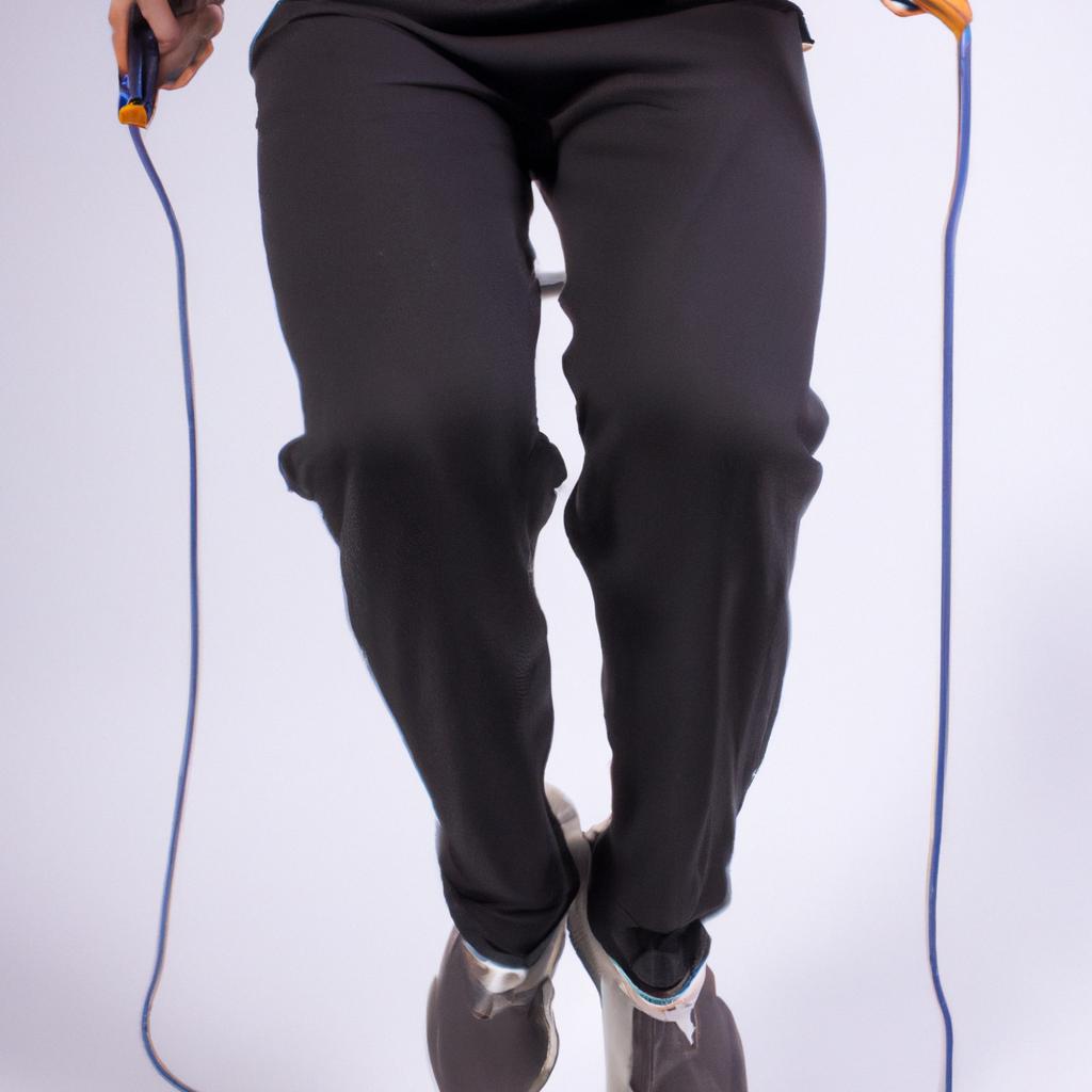 Person jumping rope in studio