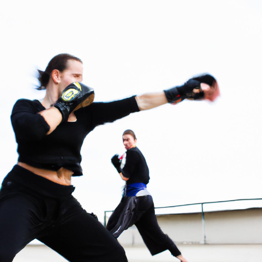 Person performing kickboxing exercises
