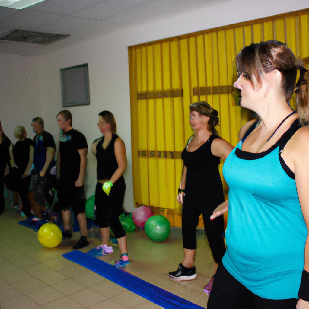 Person leading group fitness class