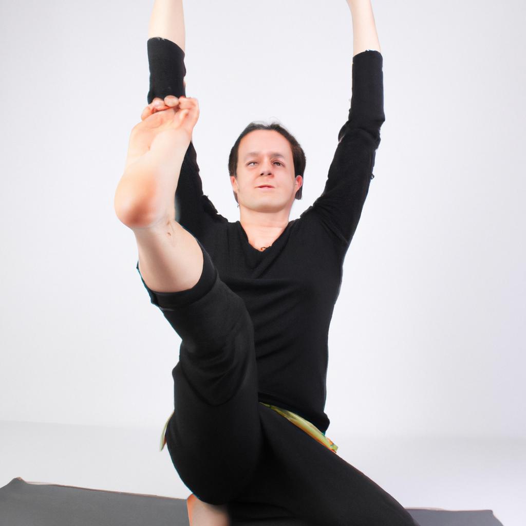 Person practicing yoga in studio